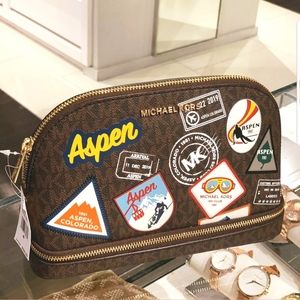 MICHAEL KORS ASPEN LG MF TRAVEL POUCH BROWN MLTI